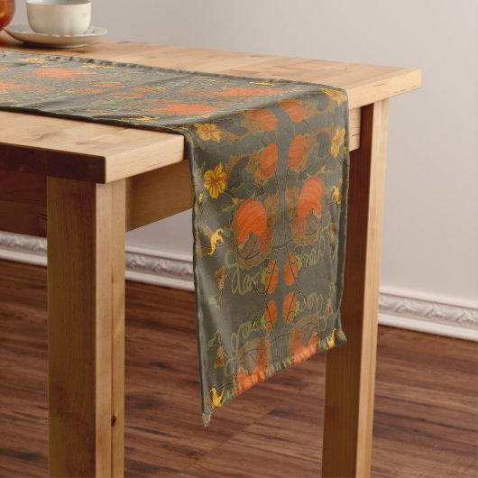 Fall Pumpkin und Vine Table Runner in Warm Grau Kurzer Tischläufer (Beispiel)