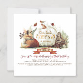 Fall Pumpkin und Woodland Tiere Geburtstag Magneteinladung (Vorderseite)