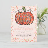Fall Pumpkin Unsere LIttle dreht eins Einladung (Stehend Vorderseite)