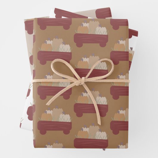 Fall Pumpkin Wagon Brown Boho Geschenkpapier Set (Beispiel)