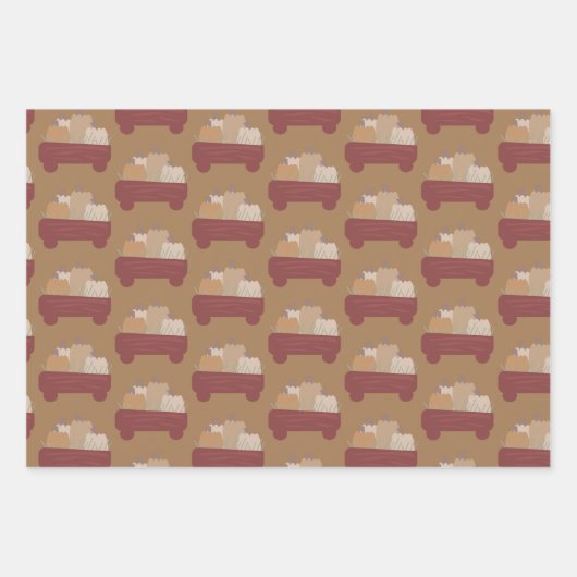 Fall Pumpkin Wagon Brown Boho Geschenkpapier Set (Vorderseite)