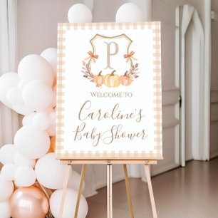 Fall Pumpkin Wappen Preppy Baby Dusche Begrüßungsz Poster