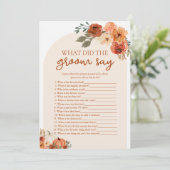 Fall Pumpkin, was Gärom sagte, Brautparty Game Einladung (Stehend Vorderseite)