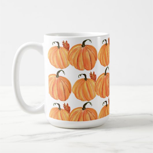 Fall Pumpkin Wasserfarbe Herbstleaves Muster Kaffeetasse (Links)