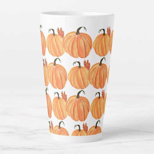 Fall Pumpkin Wasserfarbe Herbstleaves Muster Milchtasse (Vorderseite)