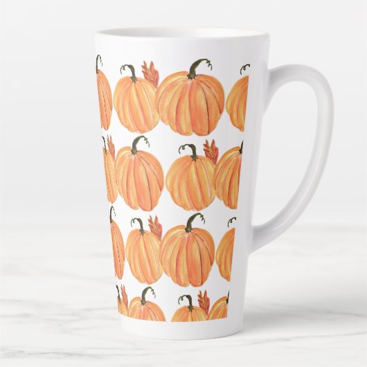 Fall Pumpkin Wasserfarbe Herbstleaves Muster Milchtasse (Rechts)