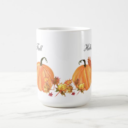 Fall Pumpkin Wasserfarben Herbstleaves Kaffeetasse (Mittel)