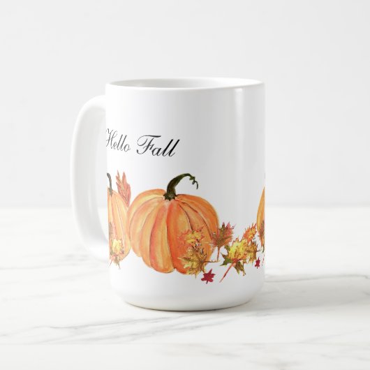 Fall Pumpkin Wasserfarben Herbstleaves Kaffeetasse (Vorderseite Links)