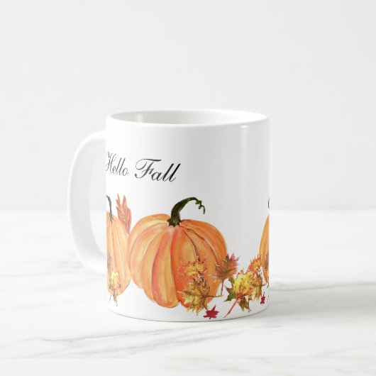 Fall Pumpkin Wasserfarben Herbstleaves Kaffeetasse (Vorderseite Links)
