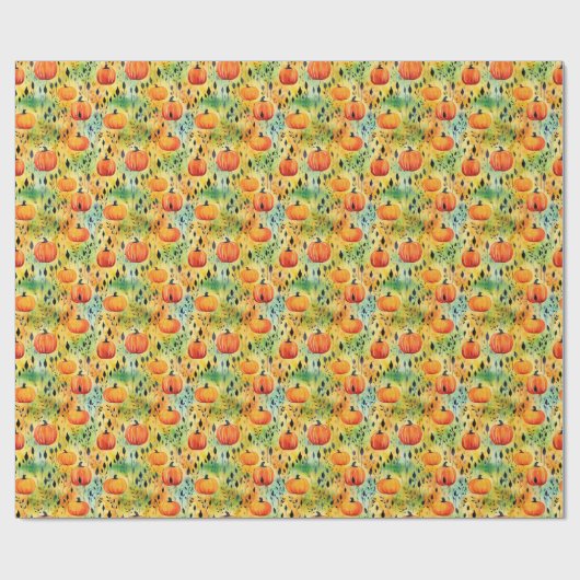 Fall Pumpkin Wasserfarbmuster Geschenkpapier (Flach)