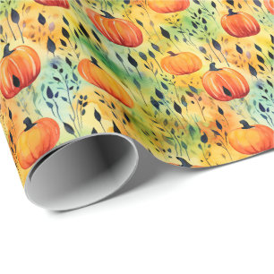 Fall Pumpkin Wasserfarbmuster Geschenkpapier