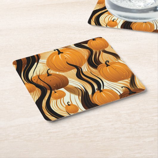 Fall Pumpkin Wasserfarbmuster Rechteckiger Pappuntersetzer (angewinkelt)