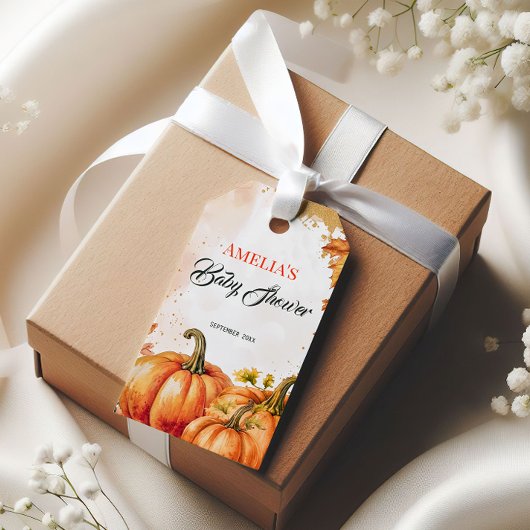 Fall Pumpkin Watercolor Kinderdusche Geschenkanhänger