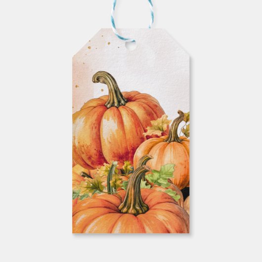 Fall Pumpkin Watercolor Kinderdusche Geschenkanhänger (Rückseite)