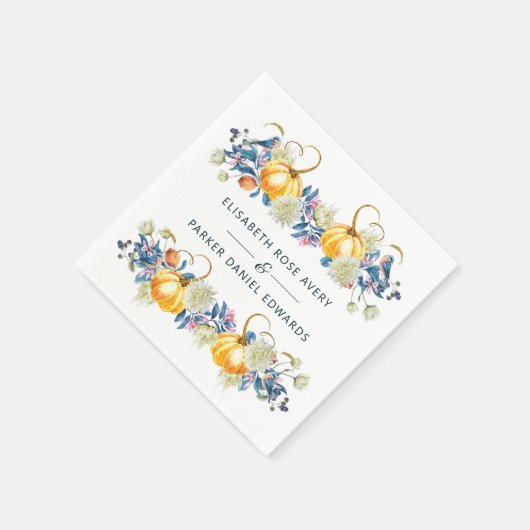 Fall Pumpkin Wedding Custom Serviette (Ecke)