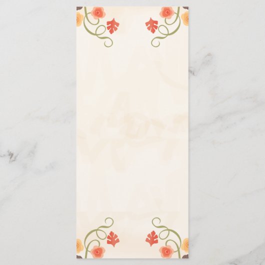 Fall Pumpkin Wedding Menu Menükarte (Rückseite)