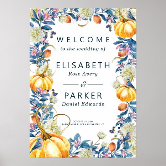 Fall Pumpkin Wedding Welcome Sign Poster (Vorne)