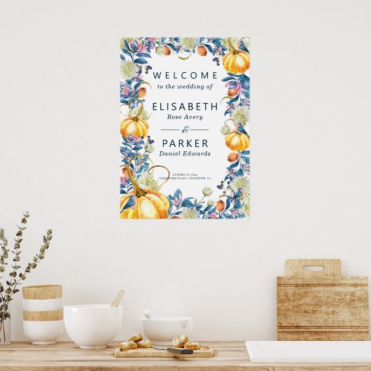 Fall Pumpkin Wedding Welcome Sign Poster (Küche)