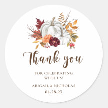 Fall Pumpkin Wedding Welcome Sticker Bag Label