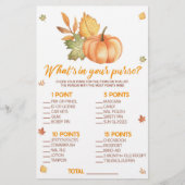 Fall Pumpkin What's In Purse Baby Shower Game Briefpapier (Vorderseite)