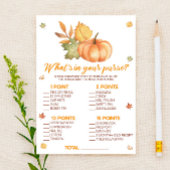 Fall Pumpkin What's In Purse Baby Shower Game Briefpapier
