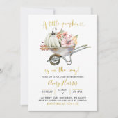 Fall Pumpkin Wheelbarrow Kinderdusche Einladung (Vorderseite)