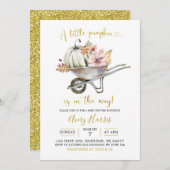 Fall Pumpkin Wheelbarrow Kinderdusche Einladung (Vorne/Hinten)