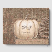 Fall Pumpkin White Gold Rustic Country Wedding Gästebuch (Rückseite)