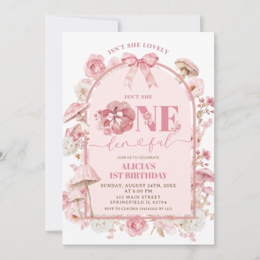 Fall Pumpkin White und Pink Onederday 1. Geburtsta Einladung (Vorderseite)