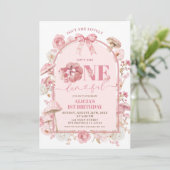 Fall Pumpkin White und Pink Onederday 1. Geburtsta Einladung (Stehend Vorderseite)