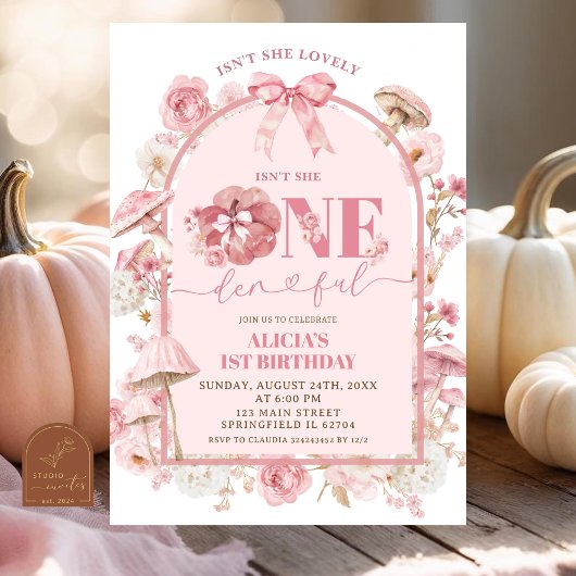 Fall Pumpkin White und Pink Onederday 1. Geburtsta Einladung