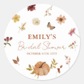 Fall Pumpkin Wildblume Brautparty Runder Aufkleber (Vorderseite)