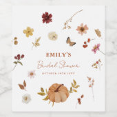 Fall Pumpkin Wildblume Brautparty Weinetikett (Einzelnes Label)