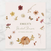Fall Pumpkin Wildblume Brautparty Weinetikett (Einzelnes Label)
