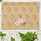 Fall Pumpkin Wildblume Floral Mustard Polka Dot Geschirrtuch (Gefaltet)