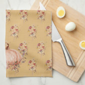 Fall Pumpkin Wildblume Floral Mustard Polka Dot Geschirrtuch (Viertel Falte)