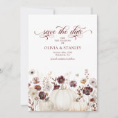 Fall Pumpkin-Wildblumen Hochzeit speichern das Dat Save The Date (Vorderseite)