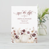 Fall Pumpkin-Wildblumen Hochzeit speichern das Dat Save The Date (Stehend Vorderseite)