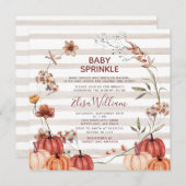 Fall Pumpkin Wildblumen Stripe Baby Sprinkle Einladung (Vorne/Hinten)