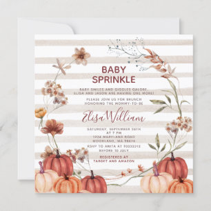Fall Pumpkin Wildblumen Stripe Baby Sprinkle Einladung