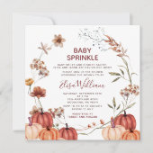 Fall Pumpkin Wildblumen Wasserfarbe Baby Sprinkle Einladung (Vorderseite)