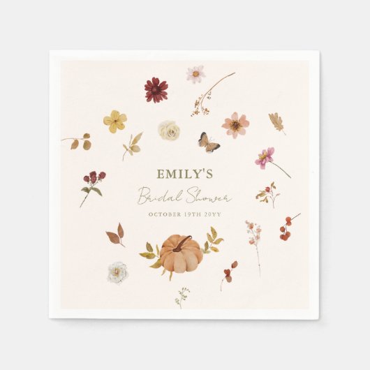 Fall Pumpkin Wildflower Bridal Shower Serviette (Vorderseite)