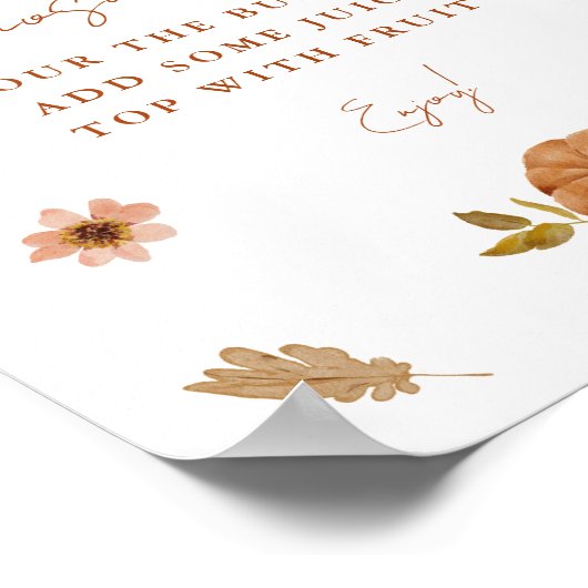 Fall Pumpkin Wildflower Mimosa Bar Sign Poster (Ecke)