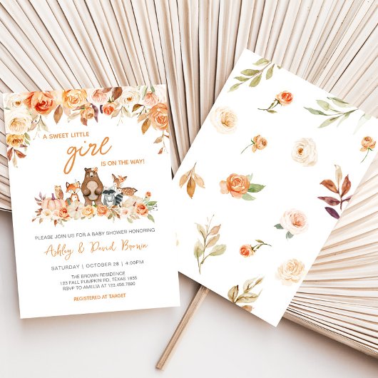 Fall Pumpkin Woodland Babydusche Einladung