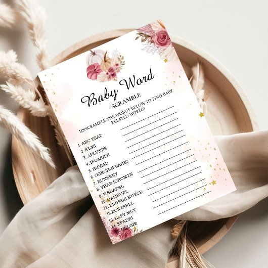 Fall Pumpkin Word Scramble Baby Showkarte Einladung