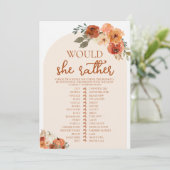 Fall Pumpkin würde sie eher Brautparty Game Einladung (Stehend Vorderseite)