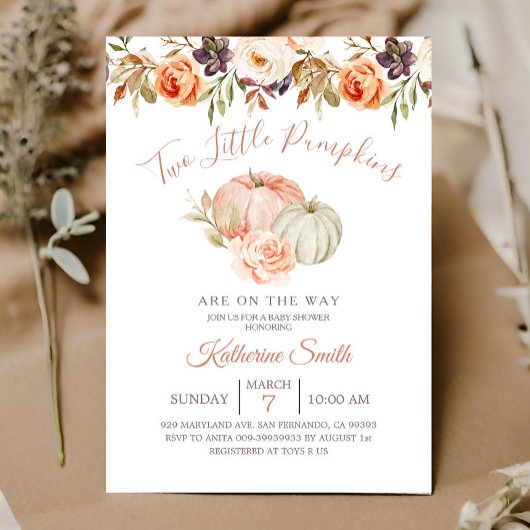 Fall Pumpkin zwei kleine Pumpkin Baby Dusche Einladung