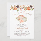 Fall Pumpkin zwei kleine Pumpkin Baby Dusche Einladung (Vorderseite)