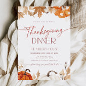 Fall Pumpkins and Leaves Thanksgiving Dinner Einladung