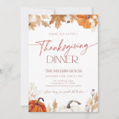 Fall Pumpkins and Leaves Thanksgiving Dinner Einladung (Vorderseite)